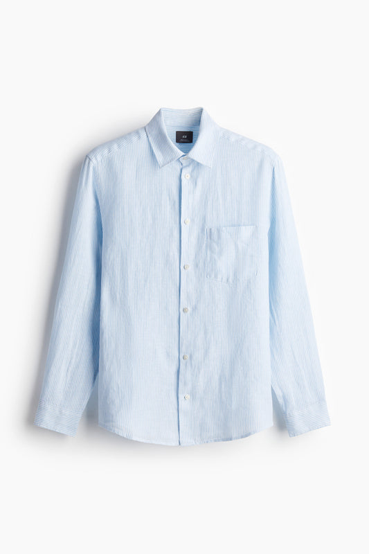 Coastal Breeze – Light Blue Linen Shirt