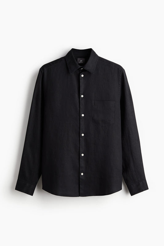 Midnight Dune – Black Linen Shirt